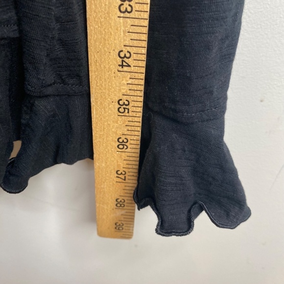 PACT Easy Wrap Dress S Organic Cotton Black Ruffle Beach Minimalist Lightweight - Picture 10 of 12